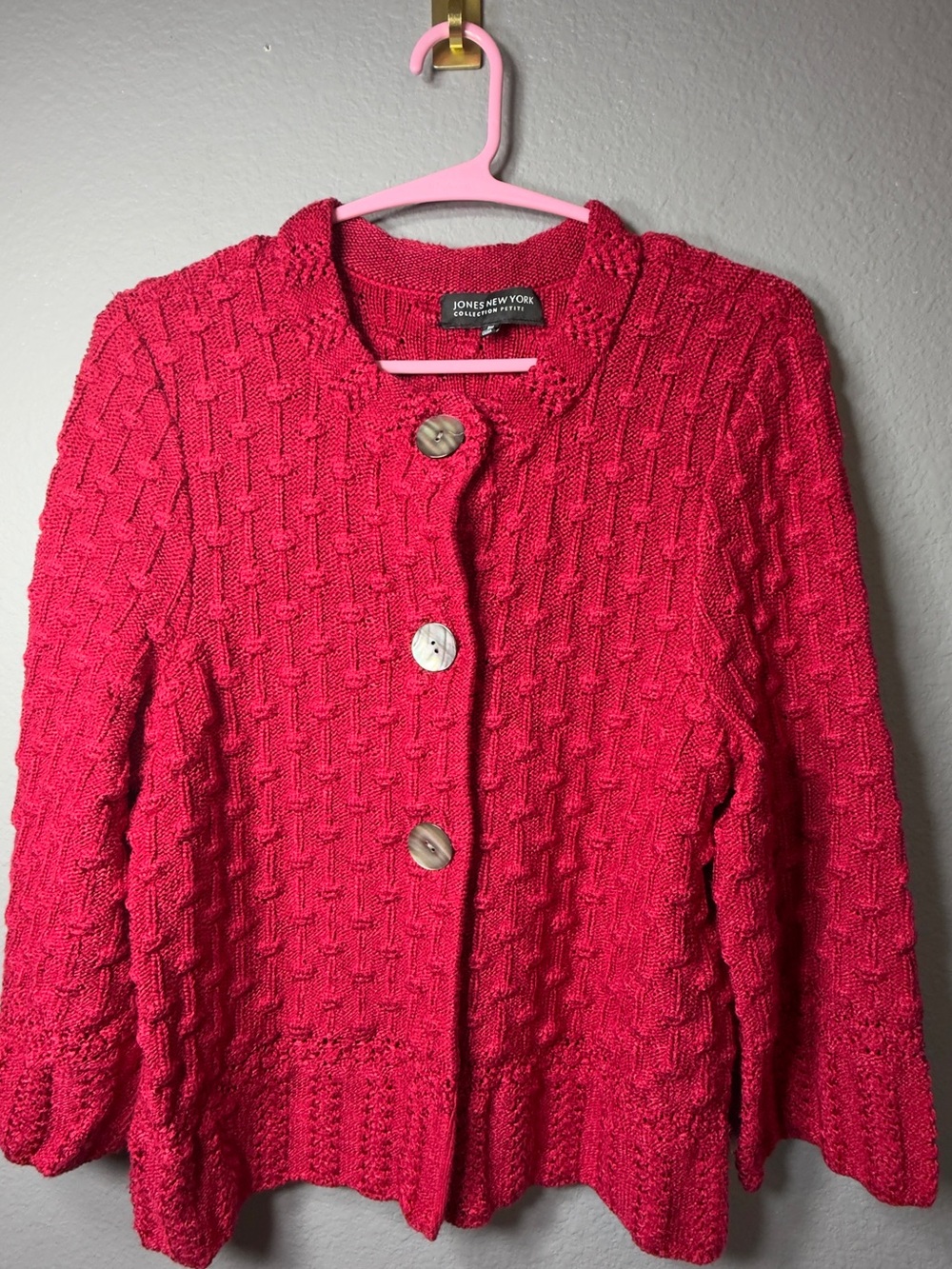 Jones New York Textured Button Cardigan